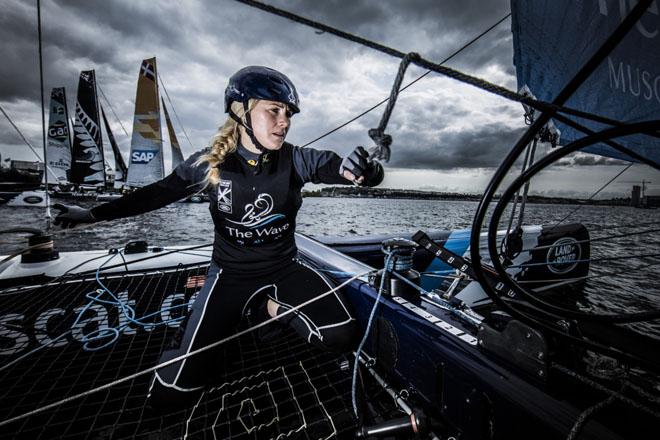 The Wave, Muscat's tactician Sarah Ayton © Lloyd Images/Extreme Sailing Series